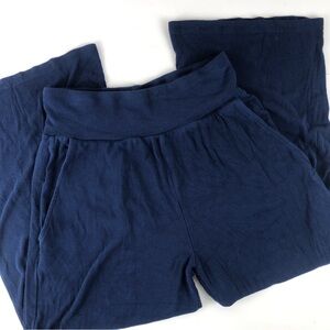 Cozy Earth Womens Bamboo Rib Knit Lounge Capri Size S Navy Blue